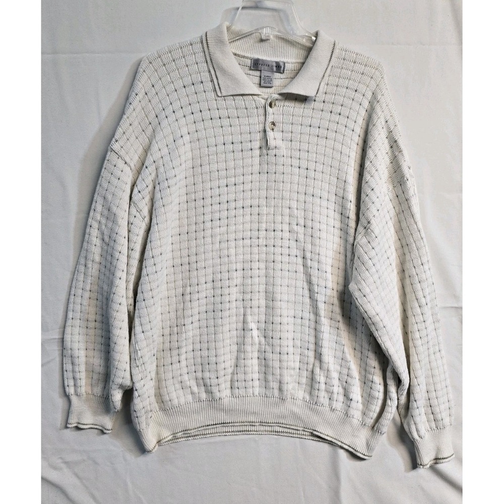 cypress links sweater Vintage Men's  Knit XL Collared Cream